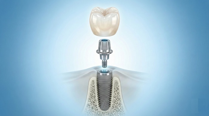 روکش ایمپلنتی روی ایمپلنت تک دندان در ناحیه لبخند