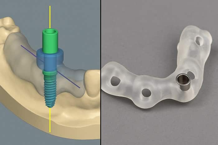 مقایسه طرح دیجیتال ایمپلنت و گاید جراحی سه بعدی با دقت بالا